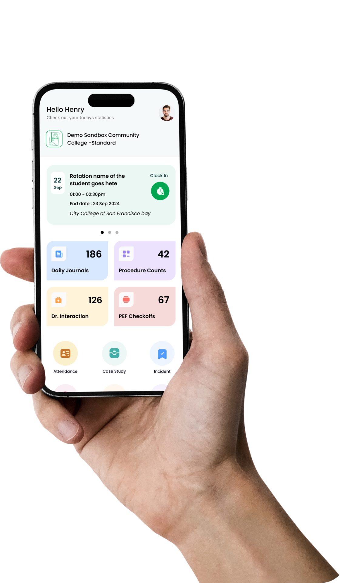 Clinical Trac mobile app rotation details